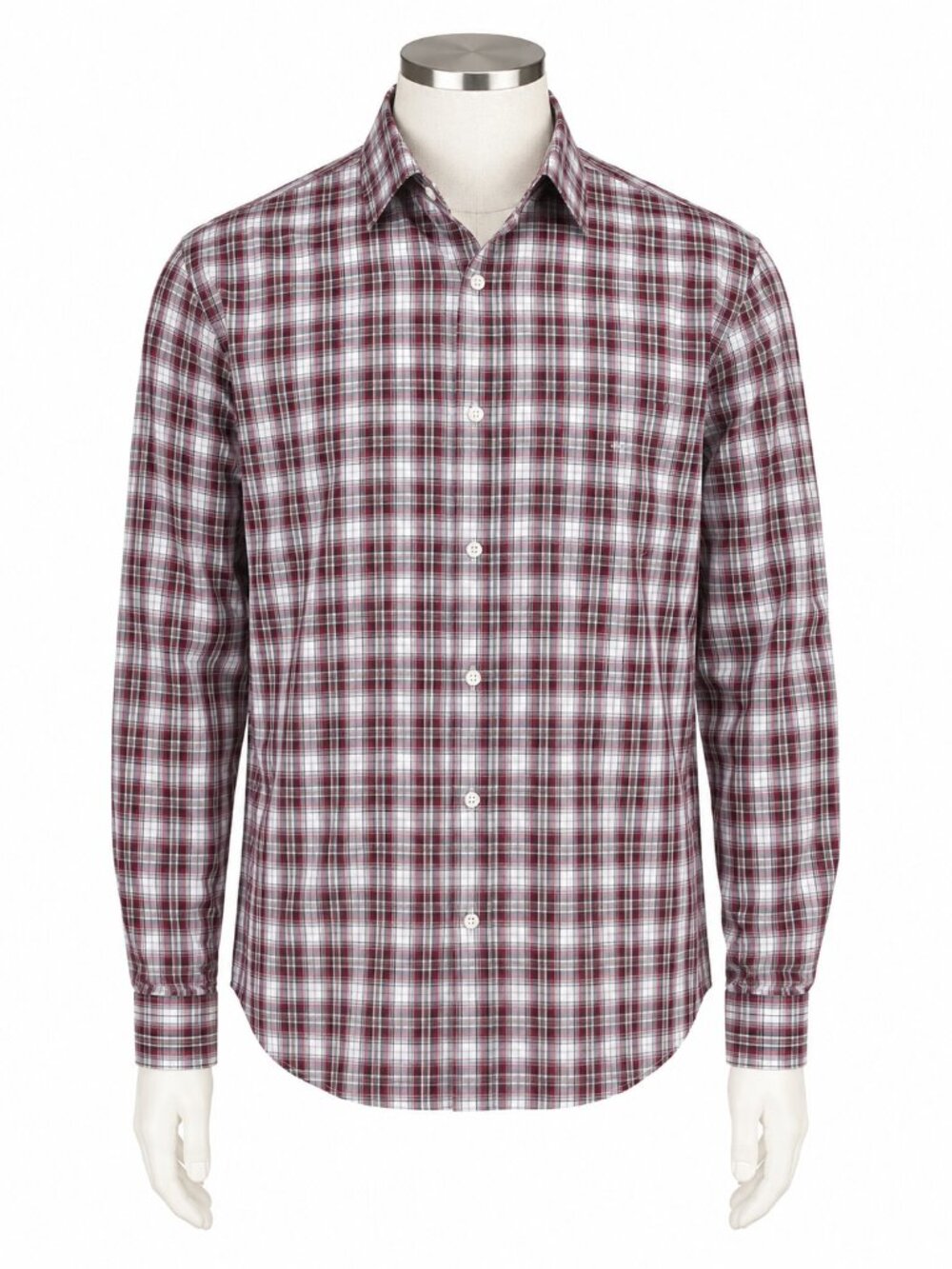 J.Lindeberg Maroon Plaid 100% Cotton Regular Fit Button-Up Shirt | Medium